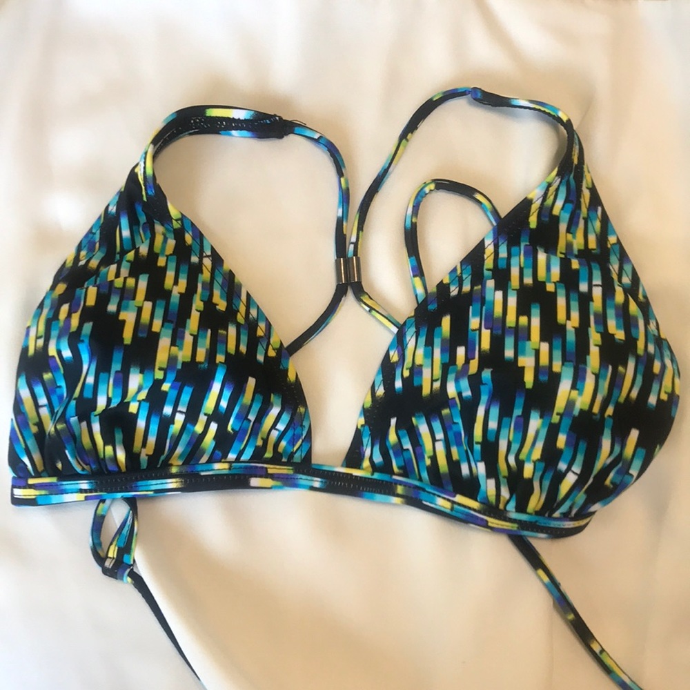 GOSSIP multi-color cross back swim top Medium
